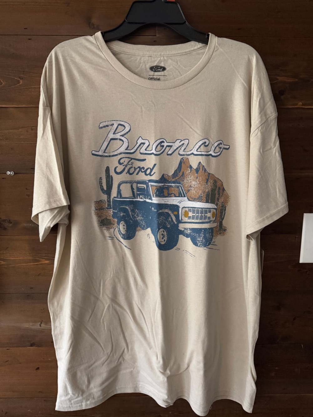 Ford Bronco Graphic Tee - Cream with Blue Print
